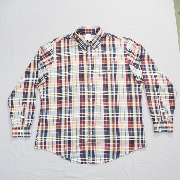 Brooks Brothers Shirt Men XL Blue Tartan Plaid Regent Non Iron Supima Preppy - Picture 1 of 10